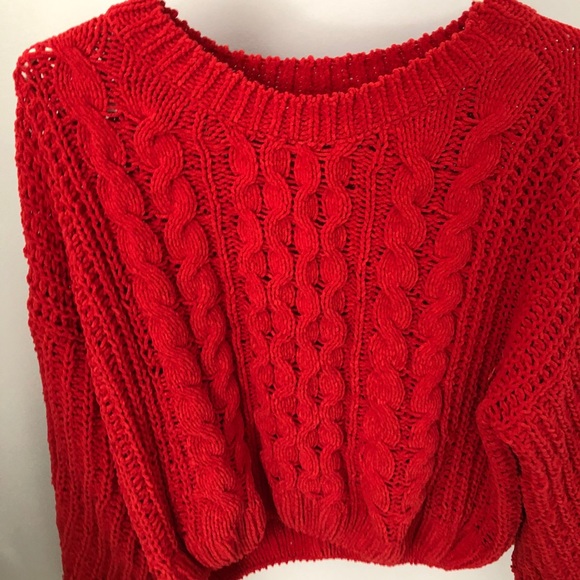 Red Chenille Sweater - Picture 5 of 6